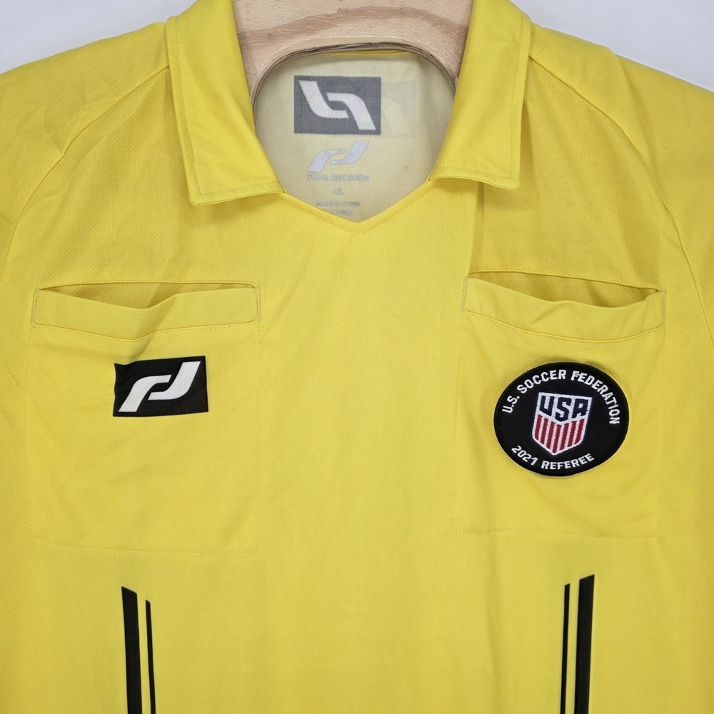 US Soccer Federation Referee Jersey Mens Large Short Sleeve 2021 USA Yellow Wick